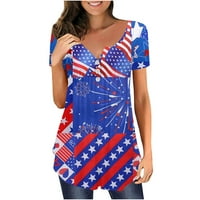 Homodles 4. srpnja Košulje za žene - kratke rukave s kratkim rukavima rela fit down slavi slobodno vrijeme Thirts SAD-a zastava zastava