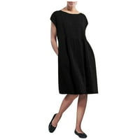 Meitianfacai Ljetne haljine za žene Žene košulje na četverokutni bez rukava Maxi džepovi labav bager kaftan duga haljina ženska modna crna haljina
