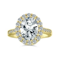 Vintage Style 4ct Oval Pave Halo Kubični cirkonijski CZ zaručnički prsten za žene pozlaćeno srebrno srebro