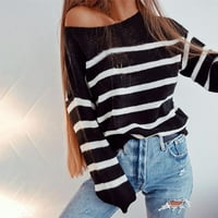 LowRofile pulover džemperi za žene Ležerne prilike dugih rukava Okrugli vrat Stripe Off ramena podloška