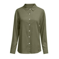 Bluze za žene radne bluze casual v bluza za izrez dugi rukav s dugim rukavima niz majicu lagana pune boje casual radne bluze Ženske vrhove zelene m