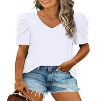 Majica NOILLA dame majica kratkih rukava, pune boje ljetnih vrhova žena boemska tee V izrez Tunika bluza