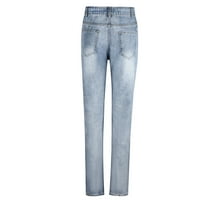 Patlollav ženske modne čvrste pokete Slim-Fit Skinny Denim Ripped Jeans Casual Hlače
