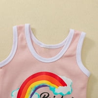 Binmer Toddler Baby Girls Rainbow Print Vest Odjeća Komforna odjeća za rub za vuču