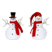 Set crvenog i bijelog snjegovića božićne stolne figurice 15.5