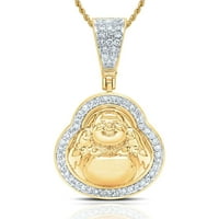 0,33CTW Natural Diamond 10K žuti zlatni Pave Buda Charm Privjesak