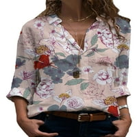 Abtel Dame majice V bluza izreza Loop vrhovi Žene Elegantna radna košulja Plava XXL
