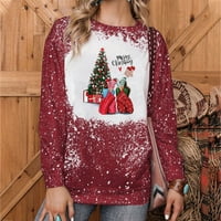 Božićne žene tie-dye print tops dugih rukava za ispis dukserice bluza hot8sl4487916
