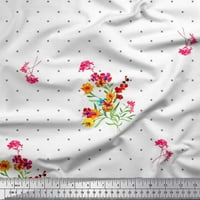 Soimoi Rayon tkanina točka, lišće i periwinkle cvjetno dekorsko od tiskano dvorište široko
