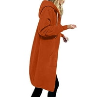 Ženske zimske kapute sa džepom kapuljača runove rukom pune boje dugih rukava Zip džemper jakna crvena veličina 2xl