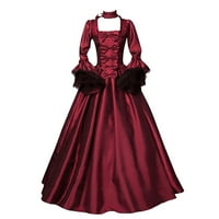 Prom haljina Prodaja za čišćenje žena Vintage Retro Gotic Dugih rukava s kapuljačom dugih haljina crvena