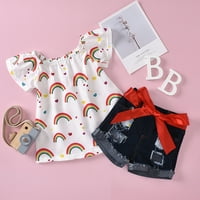 Eczipvz Baby Girls 'Odjeća za djevojke kratki rukav Uskršnji crtani zečji printirani Romper Bodysuit Bowknot Suspender Shorts Outfits, Bijeli