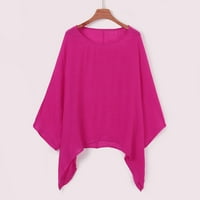 Tking Fashion Womens Bluza BLUSE Ljetna posada vrhova teksturirane košulje vruće ružičaste m