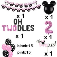 Oh Twodles Baloni Minnie Drugi rođendan Mišem za baner TOTA TOPPER 2. baner Party Dobavljač Dekoracije Foto Prop za djevojku Baby Bday Pink