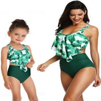 Sexy Dance Dame Beachwearwweward Dvije kupaće kostime bez rukava s rukavima ruffles Porodica podudaranje ljetni odmor plivanje zelenilo 116