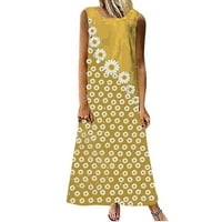 Dadaria haljina s dugim rukavima za žene Modni casual cvjetni print O-izrez bez rukava bez rukava žuti s, žene