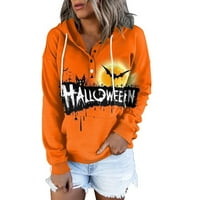 Ženski modni dugi rukavi Halloween Hoodie Top Orange L