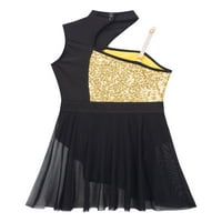 Dječje djevojke asimetrično rame Moderna lirska letarda haljina Atletic Cijena Mreža Camisole Leotard Gold 14