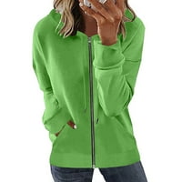 Ženske dukseve Djevojka jesenska jakna za prevelike dukseve Ležerne prilike sa zatvaračem Y2K duhovito pulover tinejdžerke zimske casual jakne Y2K odjeća sa džepom, zelenim i xl