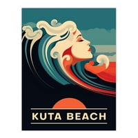 Seaside pozivi Kuta plaža Indonezija zalazak sunca Žena vala morskog sirena ocean neumoran za zidni