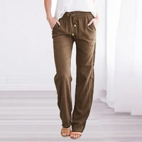Ženske Y2K hlače čvrste struk i duge povremene lažne pamučne hlače za elastične pamučne hlače za žene