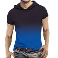 Nova muška 3D gradijentna majica s kapuljačom s kapuljačom kratkih rukava, bluze pamučne majice za muškarce