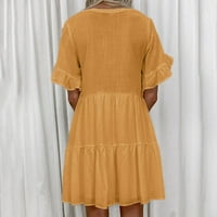 Miayilima mini haljine za žene ljeto V-izrez modna kratka rukavna haljina od suknje
