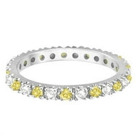 Fancy Yellow Canary i Bijeli dijamantni prsten za vječnost 14k zlato 1 2ct