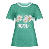 Košulje Juniors Žene Žene Ljeto Top Pismo Daisy Ispis Short rukava Patchwork Majica Bluza Žena Tee