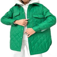 DICONNA WOONGE Quild jakna s remen laganom ležernom kožernom punom bojom vrećice s jednom grudnom rubom Odustani zeleni s