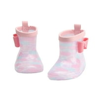 Tenmi Boys Girls Gumene čizme Široke teleće kalf Vodootporne čizme Otporne na kišu otporne na kišu kiša djeca lagana okrugla nožni vrtni cipele svjetlo ružičasti luk 6.5c