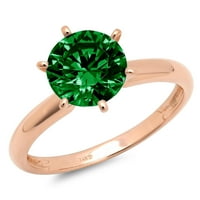 2ct okrugli rez dragocjeni dragulj zeleni simulirani smaragd pravi 18k ružičasta ruža zlato robotični