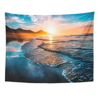 Nevjerovatna plaža zalazak sunca Besman horizont i usamljene figure u udaljenosti nevjerojatnih pjenastih valova vulkanska zidna umjetnost Viseća tapiserija Kućni dekor za dnevnu sobu spavaća soba spavaonica