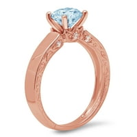 1.06ct okrugli rez plavi simulirani dijamant 14k Gold Gold Gold Gold Anniverment Veličina prstena 5,75