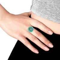 Tropički suncokret zeleni tirkizni umetnici Sterling srebrni prsten-9