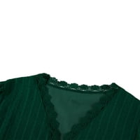 Qiylii Žene Majica sa čvrstim bojama, dugi rukavac V-izrez Pom čipka pulover