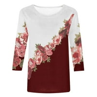 Ženske majice rukav cvjetni ispis majica Crew vrat bluza za bluzu modni povremeni pulover Proljeće tinejdžeri