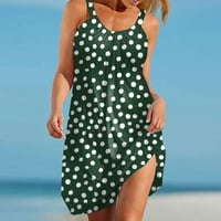 Lovskoo Žene Ljetne haljine Sun Haljine Resort haljine Odštampani bez rukava scoop seksi suncobrany casual flotchy swing plaža plaža zelena