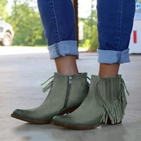 Radne čizme za žene Vintage Tassels Up kratke čizme Midheel Boots Cowboy čizme Moderne zapadne kaubojske nevoljene cipele Chunky Heel kratke čizme 6,5