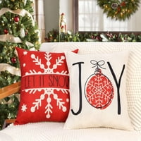 Sivi božićni jastuk set set seoske kuće Božićne ukrase veselo drvo radost pustit je snijeg FA LA LA