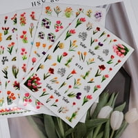 6sheets cvjetni naljepnice za nokte Tulip cvijet za noktno umjetnost vodene naljepnice Prijenosne folije