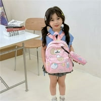 YUCUREM Girls Slatko crtani ruksak Kawaii Bear Daypack Veliki patentni patentni zatvarač Dječje knjige