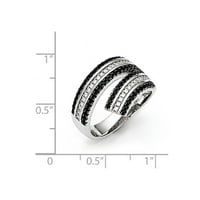 Bijeli sterling srebrni prsten modni kubični cirkonijski cz crni