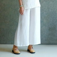 Deagia Ženske udobne sportske hlače Pune dužine Hlače Žene Ljetne elastične struke ravne hlače Široke noge Baggy pantalone posteljine povremene elastične 2xl #