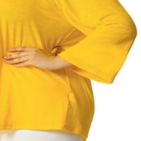 Zodanni dame majica dugih rukava Tee lagana majica casual tunika bluza za bluzu Worls Yellow 4xl