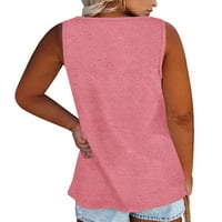Ženski ljetni bluze s vrhom s rukavima s rukavima na vrhu majice bez rukava bez rukava s rukavima Henley plus veličine crveni XL