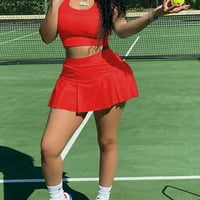 Žene ljetne odjeće Set za rezervoar gornji i tenis skrots Mini nabrajane ruff suknje Jesidno kolor treninga