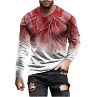 Lydiaunistar Muška vrhovi na prodaju Men Casual Okrugli vrat Dugi rukav s pulovernim majicama Odštampana majica bluza crvena