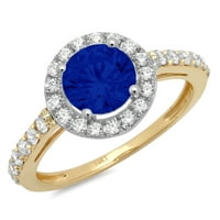 1.86ct okrugli rez simulirani plavi safir 18k bijelo žuti zlatni godišnjica Angažovanje halo prstena