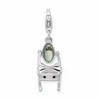 Čvrsta sterling srebrna emajl vanity jastog kopča Charm Mali sićušni privjesak